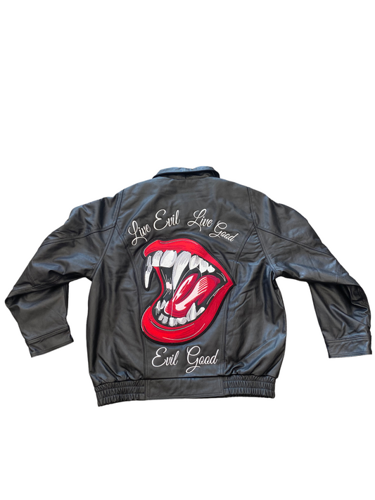 Evil Good Leather Bomber Jacket