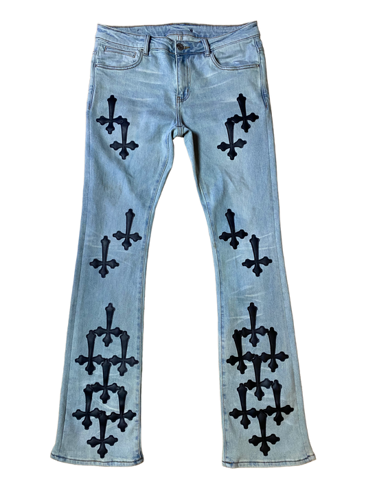 Evil Good crucifix flared denim